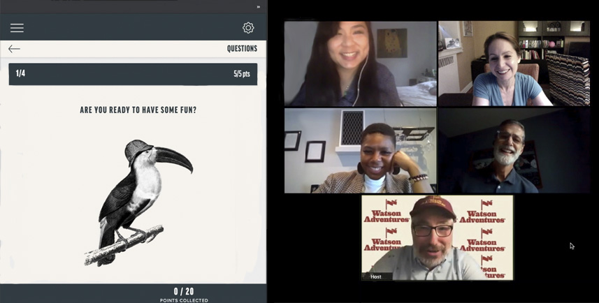 Our game Host will lead your teams using Zoom and our app.